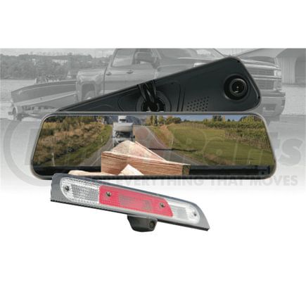 Brandmotion FVMR1171 FullVUE® Mirror 3rd Brake Light Camera System For RAM; CHMSL Bezel Camera; Built-In DVR Dashcam; Touchscreen Adjustable View; Park Monitoring Available;
