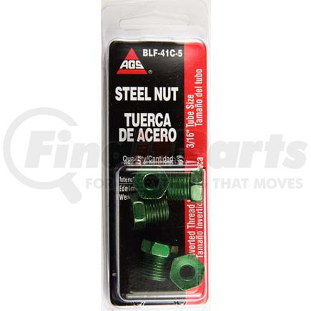 AGS Company BLF-41C-5 Steel Tube Nut, 3/16 (1/2-20 Inverted), 5/card