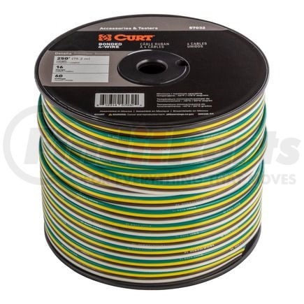CURT Manufacturing 57032 Automotive Primary Wire; 4-Bond White; Brown; Yellow; Green 250ft. Spool