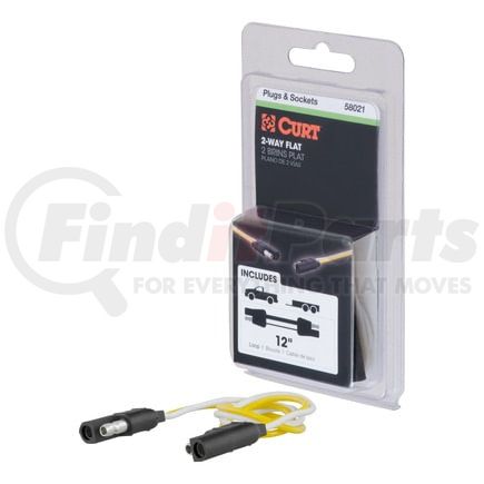 CURT Manufacturing 58021 2-Way Flat Connector Plug/Socket with 12in. Wires (Packaged)