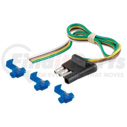 CURT Manufacturing 58033 4-Way Flat Connector Plug with 12in. Wires and Hardware (Trailer Side; Packaged)