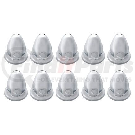 United Pacific 10005P Wheel Lug Nut Cover Set - 33mm x 2 1/8", Chrome, Steel, Bullet, with Flange