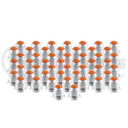 United Pacific 10038P50 Wheel Lug Nut Cover - 33mm Nut Size, 2" Height, Chrome Steel, Amber, Standard Shape