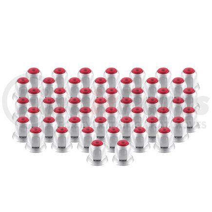 United Pacific 10039P50 Wheel Lug Nut Cover - 33mm Nut Size, 2" Height, Chrome Steel, Red, Standard Shape