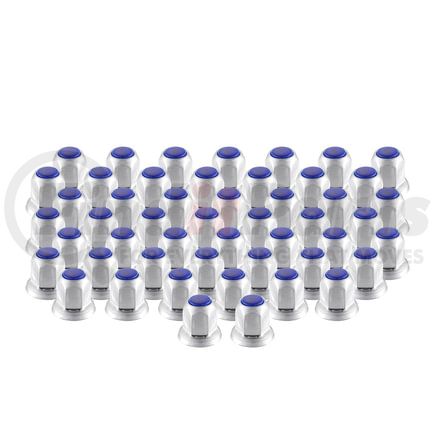 United Pacific 10041P50 Wheel Lug Nut Cover - 33mm Nut Size, 2" Height, Chrome Steel, Blue, Standard Shape