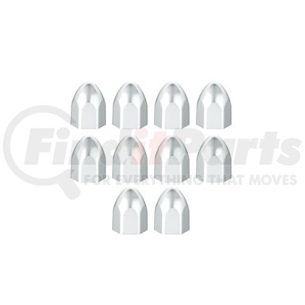 United Pacific 10065P Wheel Lug Nut Cover Set - 9/16" x 15/16", Chrome, Plastic, Bullet, Push-On Style