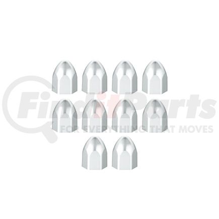 United Pacific 10067P Wheel Lug Nut Cover Set - 7/16" x 3/4", Chrome, Plastic, Bullet, Push-On Style
