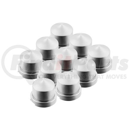 United Pacific 10077P Wheel Lug Nut Cover Set - 7/16" x 3/4", Chrome, Plastic, Pointed, Push-On Style