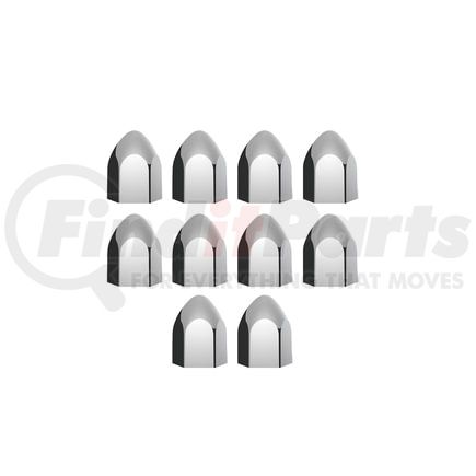 United Pacific 10076P Wheel Lug Nut Cover Set - 15/16" x 1 5/8", Chrome, Plastic, Bullet, Push-On Style