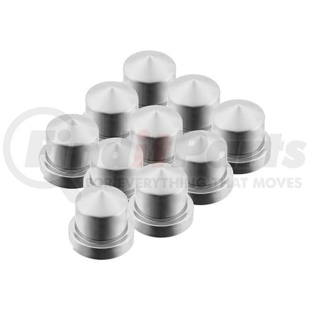 United Pacific 10078P Wheel Lug Nut Cover Set - 1/2" x 13/16", Chrome, Plastic, Pointed, Push-On Style