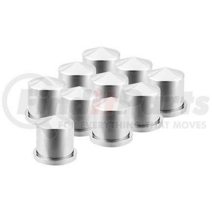 United Pacific 10092P Wheel Lug Nut Cover Set - 33mm x 1 7/8", Chrome, Plastic, Pointed, Push-On Style