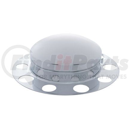 United Pacific 10121 Axle Hub Cover - 3 Piece Kit, Chrome, Dome, 10 Holes for 1-1/2" Lug Nuts, for Front Steel Wheel