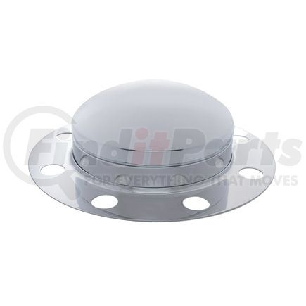 United Pacific 10130 Axle Hub Cover - 3 Piece Kit, Chrome, Dome, 8 Holes for 33mm Lug Nuts, for Front Steel/Aluminum Wheel