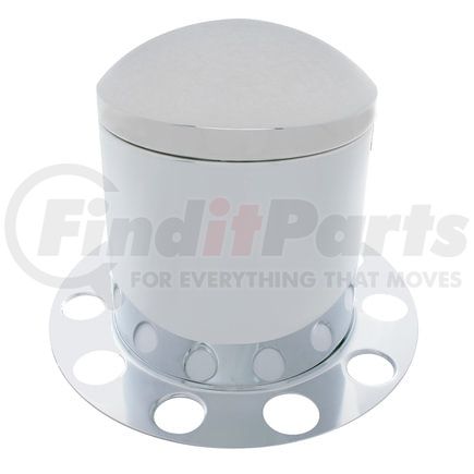 United Pacific 10212 Axle Hub Cover - 3 Piece Kit, Chrome, Dome, 10 Holes for 1-1/2" Lug Nuts, for Rear Steel Wheel