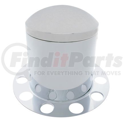 United Pacific 10213 Axle Hub Cover - 3 Piece Kit, Chrome, Dome, 10 Holes for 1-1/2" Lug Nuts, for Rear Aluminum Wheel
