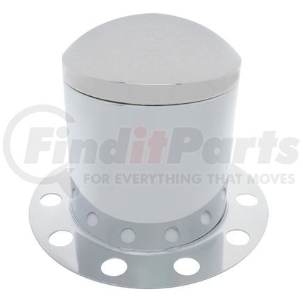 United Pacific 10221 Axle Hub Cover - 3 Piece Kit, Chrome, Dome, 10 Holes for 33mm Lug Nuts, for Rear Steel/Aluminum Wheel