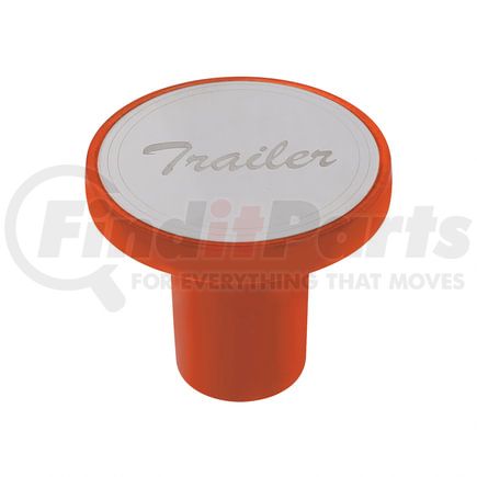 United Pacific 22986 Air Brake Valve Control Knob - "Trailer", Aluminum, Screw-On, with Stainless Plaque, Cadmium Orange