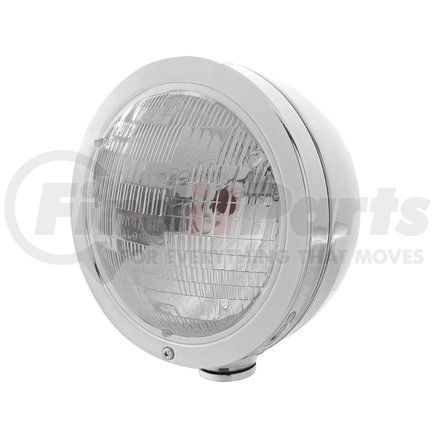 United Pacific 30411 Headlight - RH/LH, 7", Round, Polished Housing, H6024 Bulb, with Bullet Style Bezel
