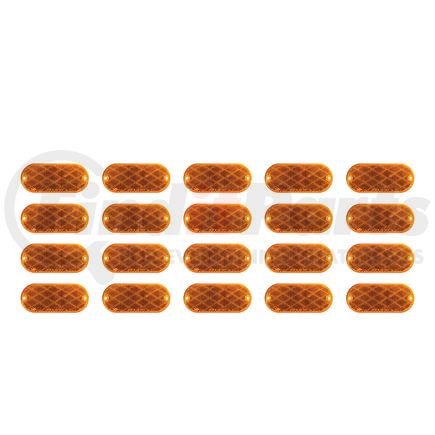 United Pacific 30711P20 Reflector - 20 Pieces, 4" x 2", Oval, Amber, Acrylic Lens, Quick Mount