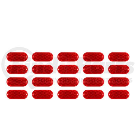United Pacific 30712P20 4" x 2" Oval Quick Mount Red Reflector, Acrylic Lens with Adhesive Backing, Pack of 20