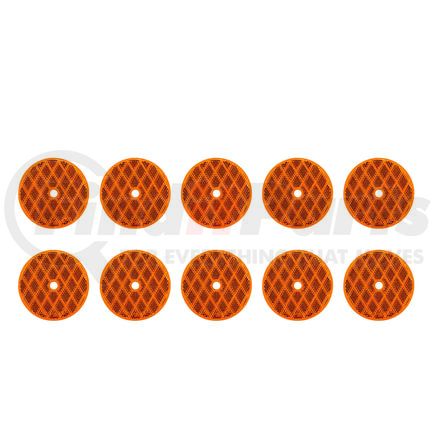 United Pacific 30723P10 3-3/16" Round Center Bolt Amber Reflector, Acrylic Lens with Adhesive Backing, Pack of 10