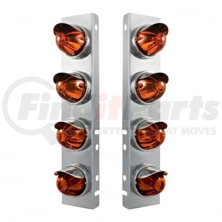 United Pacific 30984 Air Cleaner Light Box Panel - Stainless Steel, 8 Cutouts, Dark Amber, Watermelon Lights, with Visor