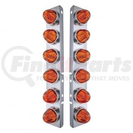 United Pacific 30996 Air Cleaner Light Box Panel - Stainless Steel, 12 Cutouts, Dark Amber, Watermelon Lights, with Bezel