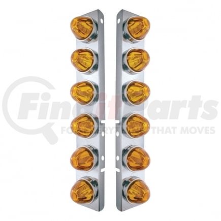 United Pacific 30998 Air Cleaner Light Box Panel - Stainless Steel, 12 Cutouts, Amber, Watermelon Lights, with Bezel
