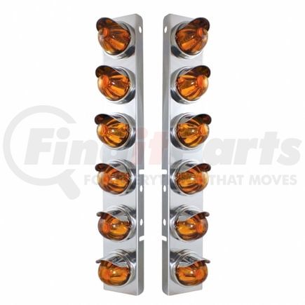 United Pacific 30999 Air Cleaner Light Box Panel - Stainless Steel, 12 Cutouts, Amber, Watermelon Lights, with Visor