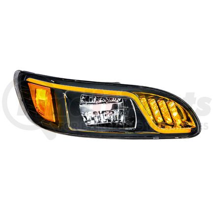 United Pacific 31074 LED Black Headlight with LED Turn / Position / DRL for Peterbilt 386 (05-15), 387 (99-10) - Passenger Side