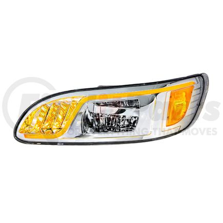 United Pacific 31082 LED Chrome Headlight with LED Turn / Position / DRL for Peterbilt 386 (05-15), 387 (99-10) - Driver Side
