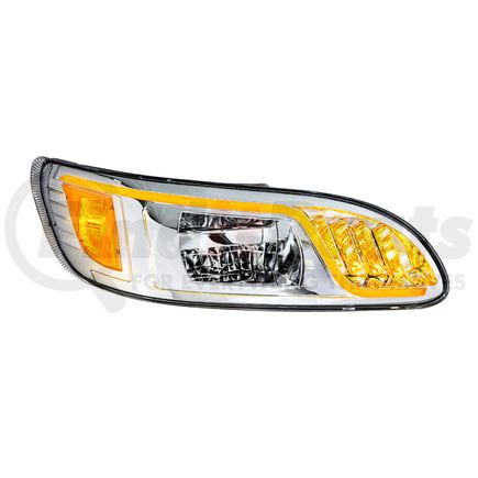 United Pacific 31083 LED Chrome Headlight with LED Turn / Position / DRL for Peterbilt 386 (05-15), 387 (99-10) - Passenger Side