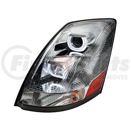 United Pacific 31263 Chrome Projection Headlight with White LED Light Bar for 2003-2017 Volvo VN/VNL - Driver Side