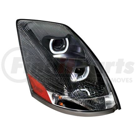 United Pacific 31269 Blackout Projection Headlight with White LED Light Bar for 2003-2017 Volvo VN/VNL - Passenger Side