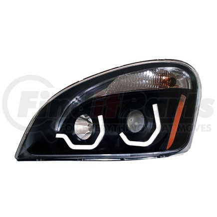 United Pacific 31270 Blackout Projection Headlight with White LED Position Light for 2008-2017 FL Cascadia - Driver Side