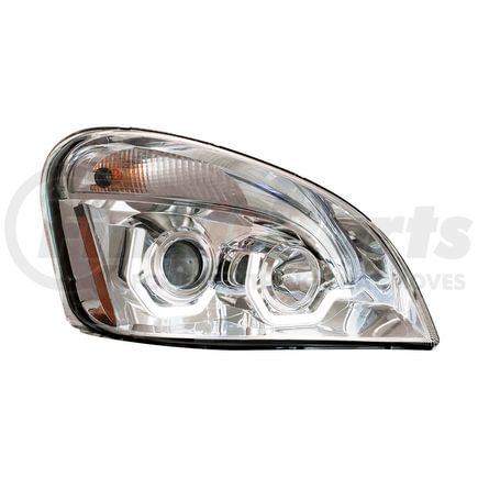 United Pacific 31287 Chrome Projection Headlight with White LED Position Light for 2008-2017 FL Cascadia - Passenger Side