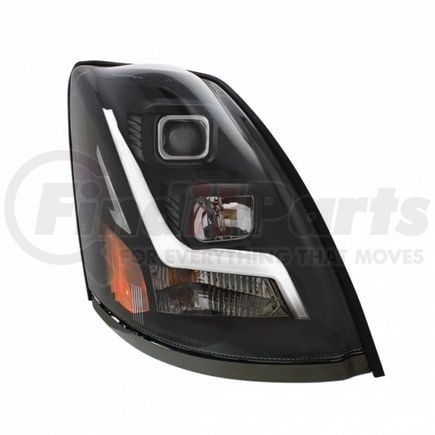 United Pacific 31448 Blackout Projection Headlight with LED Position Light Bar for 2003-2017 Volvo VN/VNL - Passenger Side