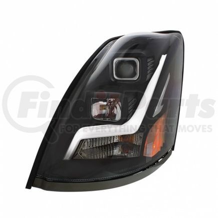 United Pacific 31447 Blackout Projection Headlight with LED Position Light Bar for 2003-2017 Volvo VN/VNL - Driver Side