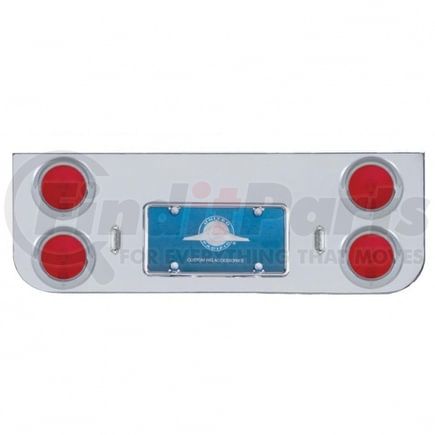 United Pacific 31601 Tail Light Panel - Chrome, Rear Center, with Four 4" Lights & Visors
