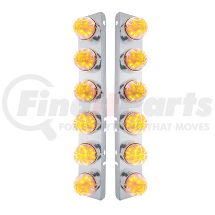 United Pacific 31979 Air Cleaner Light Box Panel - Stainless Steel, 12 Cutouts, Amber LED, Clear Lens, Watermelon Lights, with Bezel