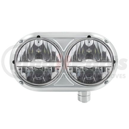 United Pacific 32144 Headlight Assembly - RH, LED, 5-3/4", Polished Housing, High/Low Beam, with White LED Position Light Bar