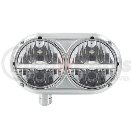 United Pacific 32143 Headlight Assembly - LH, LED, 5-3/4", Polished Housing, High/Low Beam, with White LED Position Light Bar
