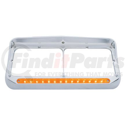 United Pacific 32351 Headlight Bezel - 14 LED, Rectangular, Dual, with Visor, Amber LED/Amber Lens