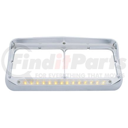 United Pacific 32352 Headlight Bezel - 14 LED, Rectangular, Dual, with Visor, Amber LED/Clear Lens