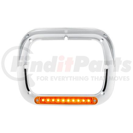 United Pacific 32370 Headlight Bezel - 10 LED Rectangular, with Visor, Amber LED/Amber Lens