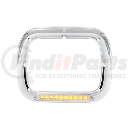 United Pacific 32371 Headlight Bezel - 10 LED, Single, with Visor, Amber LED/Clear Lens