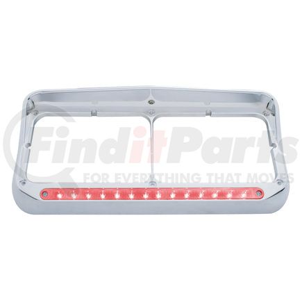 United Pacific 32576 Headlight Bezel - 14 LED, Rectangular, Dual, with Visor, Red LED/Clear Lens