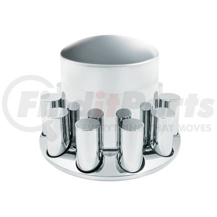 United Pacific 10373 Extra Tall Rear Axle Hub Cover - Chrome Plastic, with 33 mm. Thread-On Cylinder Nut Cover