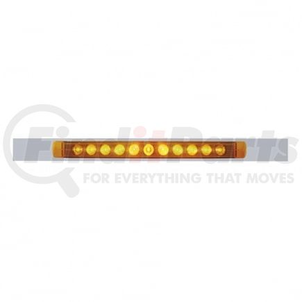 United Pacific 10395 Mud Flap Hanger - Mud Flap Plate, Top, Chrome, with 11 LED 17" Light Bar, Amber LED/Amber Lens