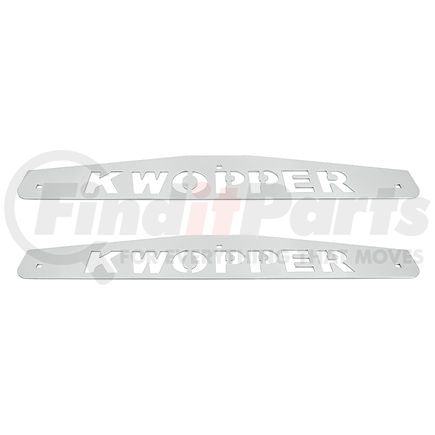 United Pacific 10439P Mud Flap Hanger - Card of 2, Mud Flap Plate, Bottom, 4" x 24", Chrome, Kwopper, Bolt Thru